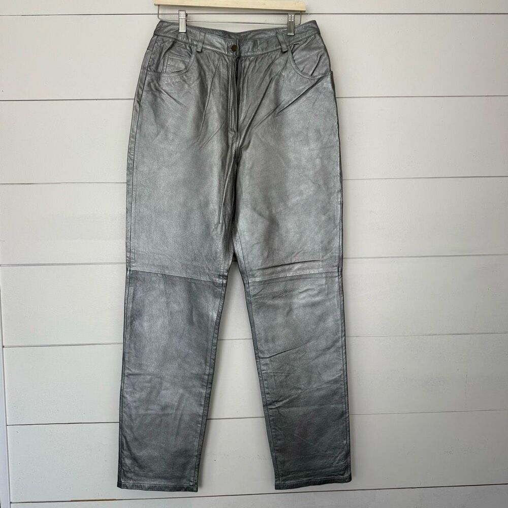 Metro style Women’s 12 Tall Silver 100% Leather Pants